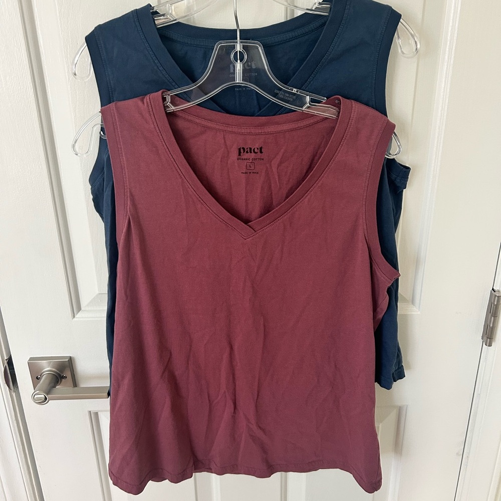 Pact Organic Soft Spun V Neck Tank Top Bundle Of 2